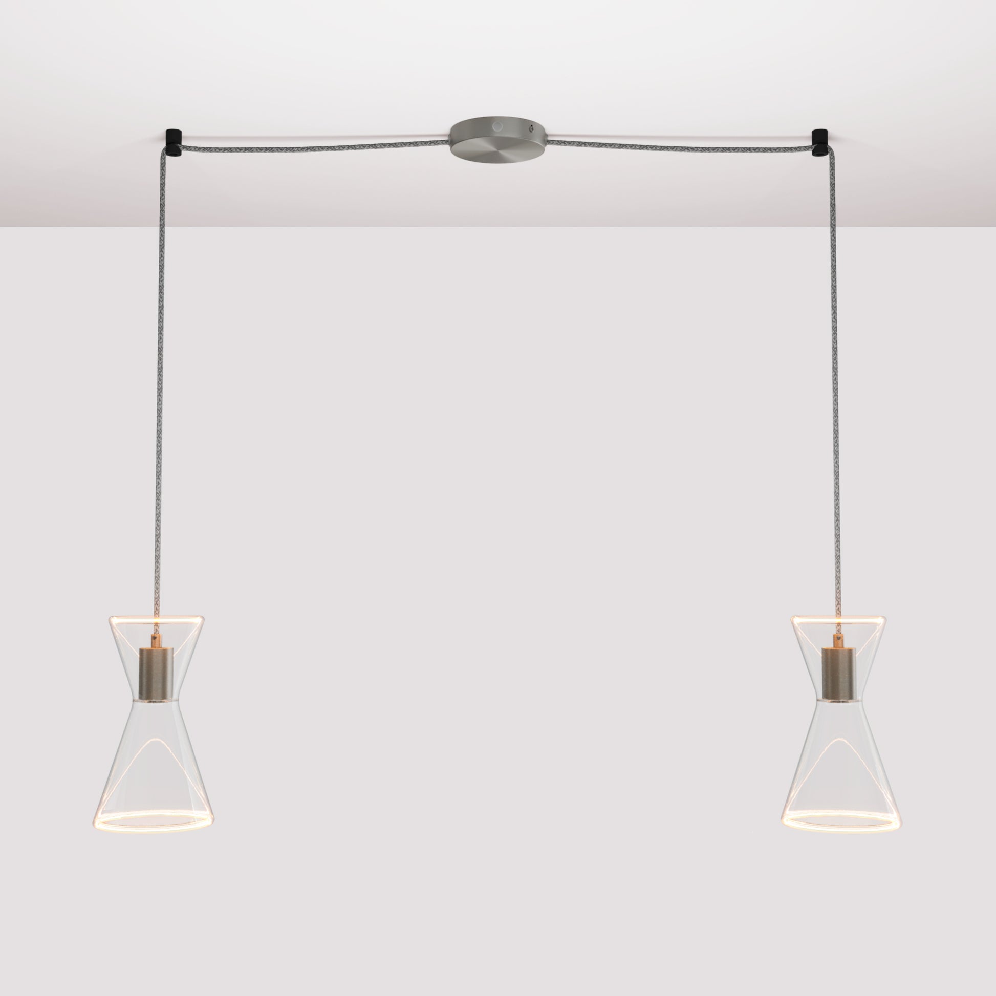 Double-Drop Ghost Double Cone Pendant Lamp - Brushed Titanium