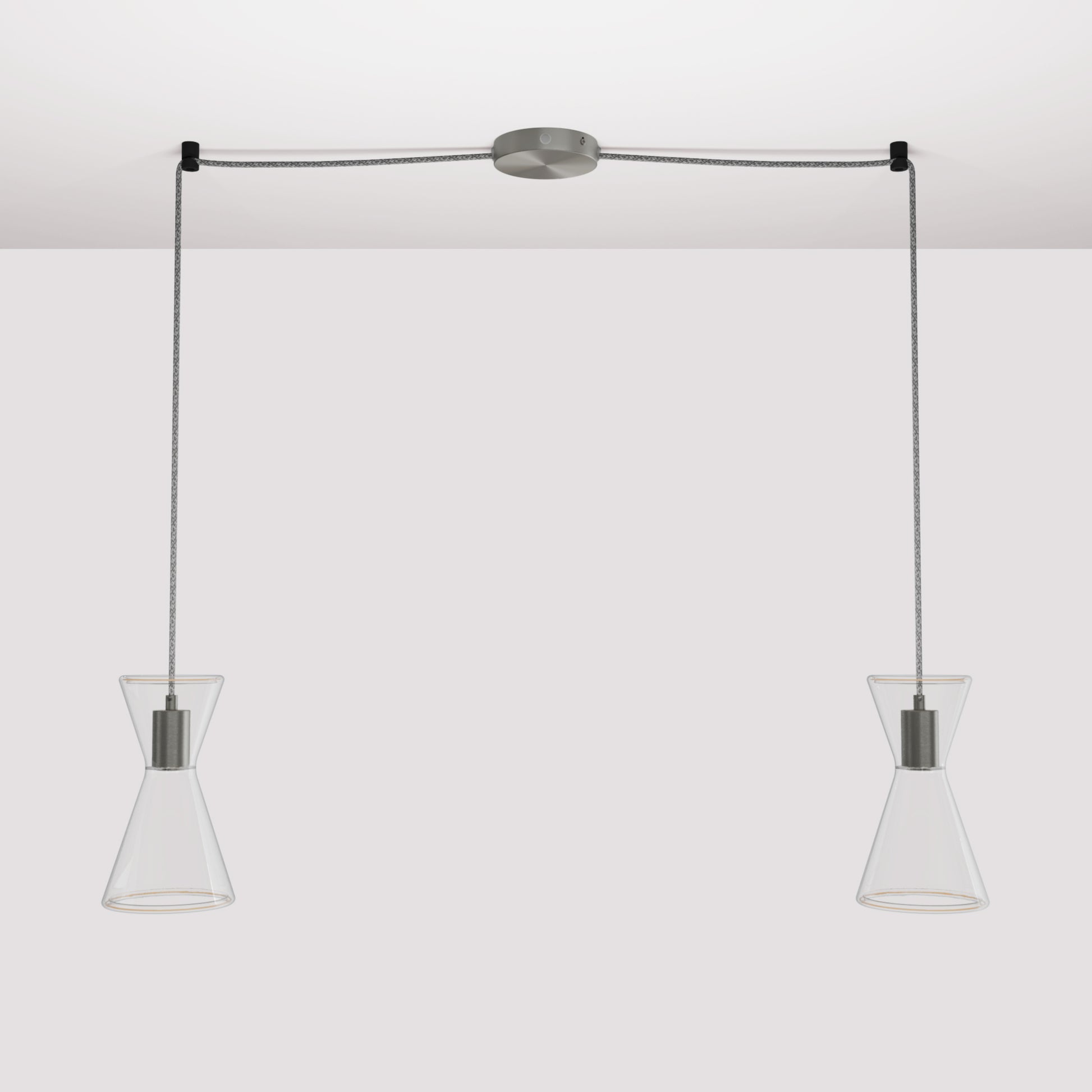 Double-Drop Ghost Double Cone Pendant Lamp - Brushed Titanium