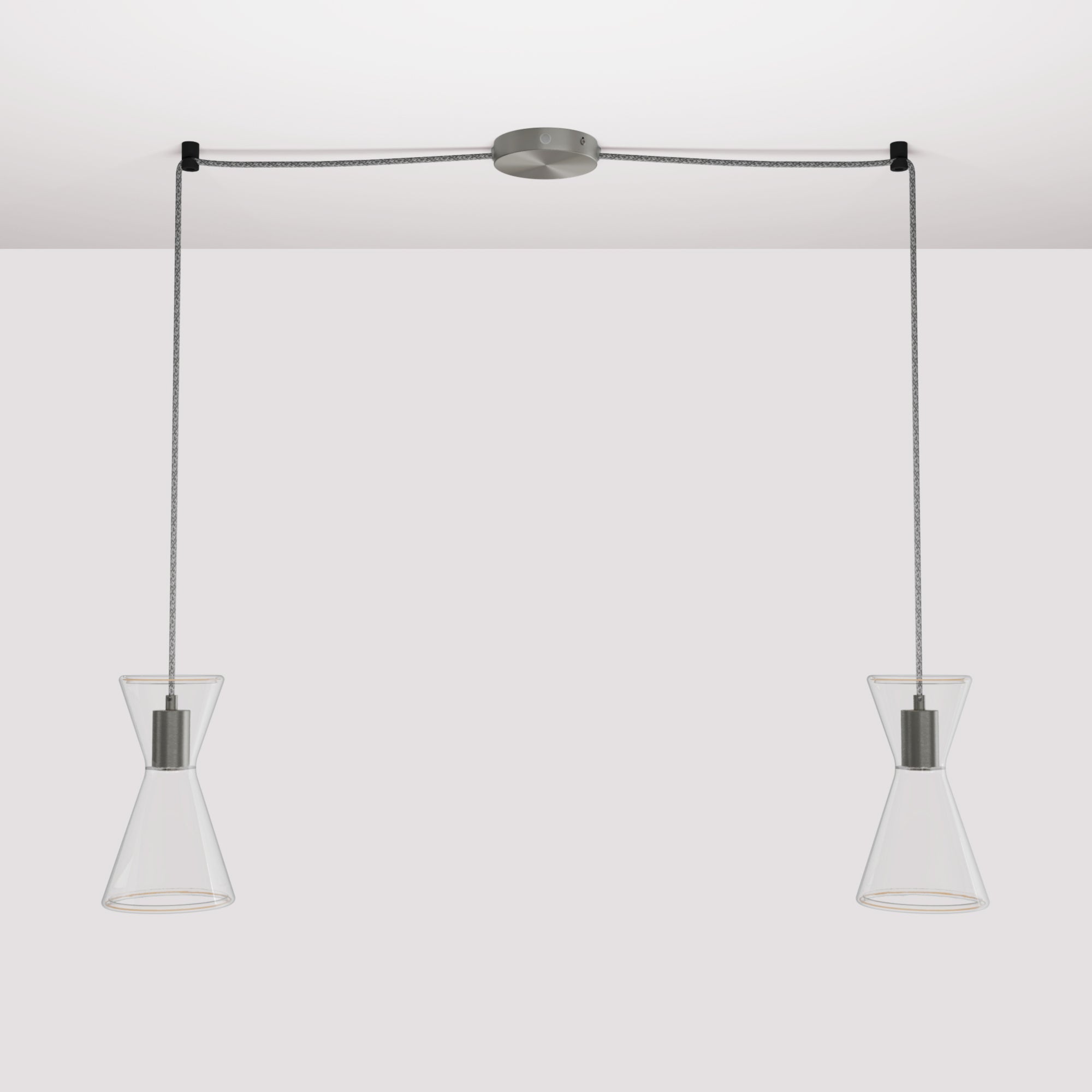 Double-Drop Ghost Double Cone Pendant Lamp - Brushed Titanium