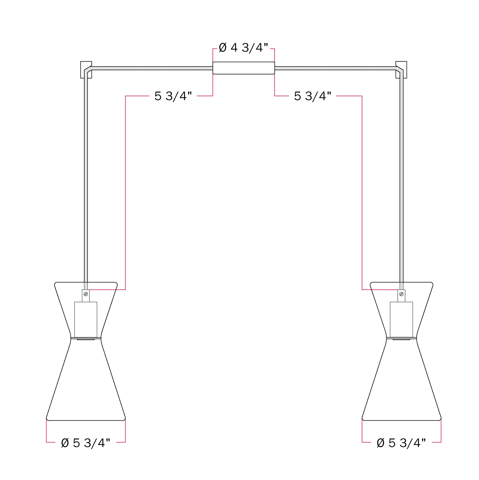 Double-Drop Ghost Double Cone Pendant Lamp - Brushed Titanium