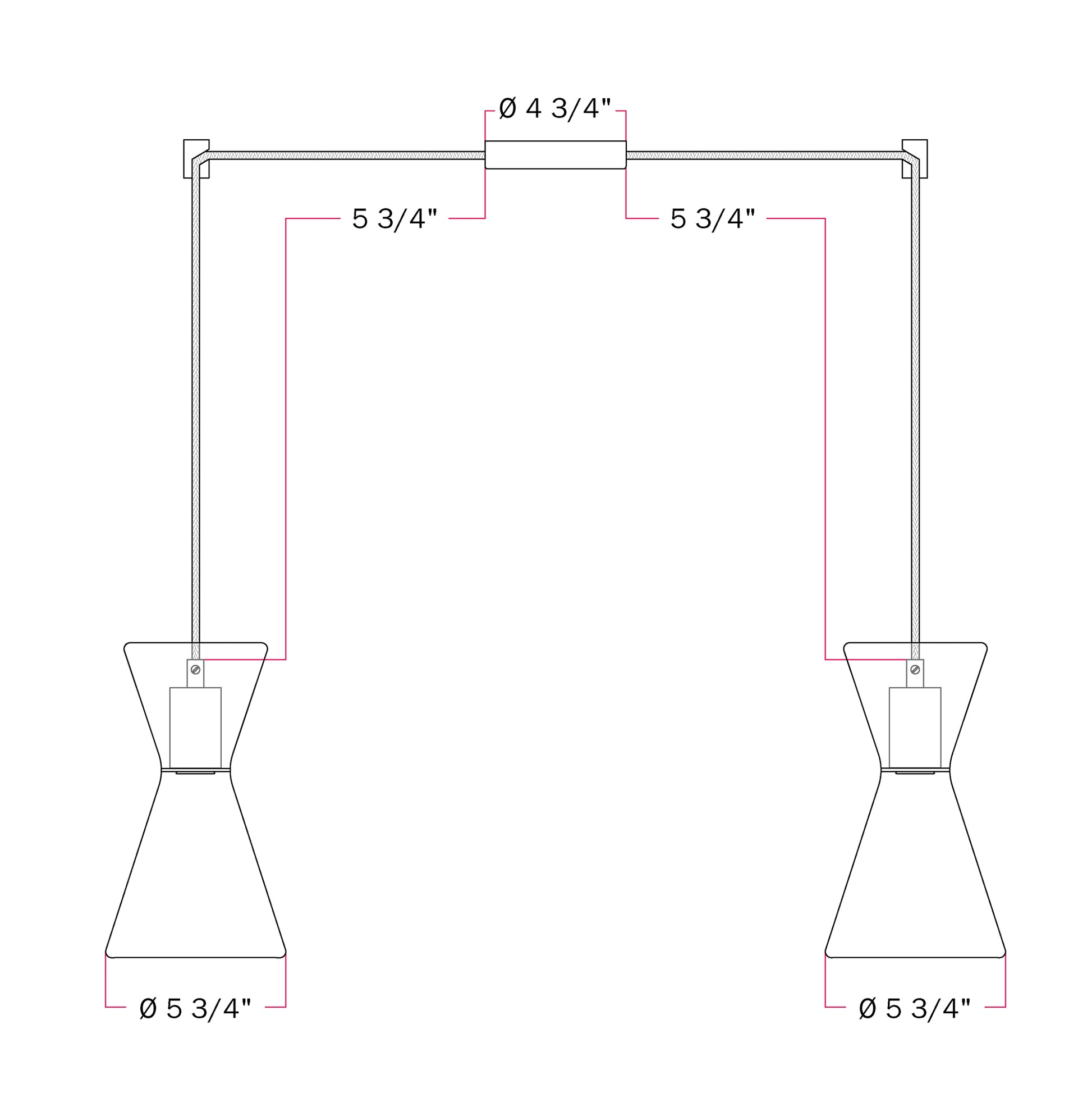 Double-Drop Ghost Double Cone Pendant Lamp - Matte White