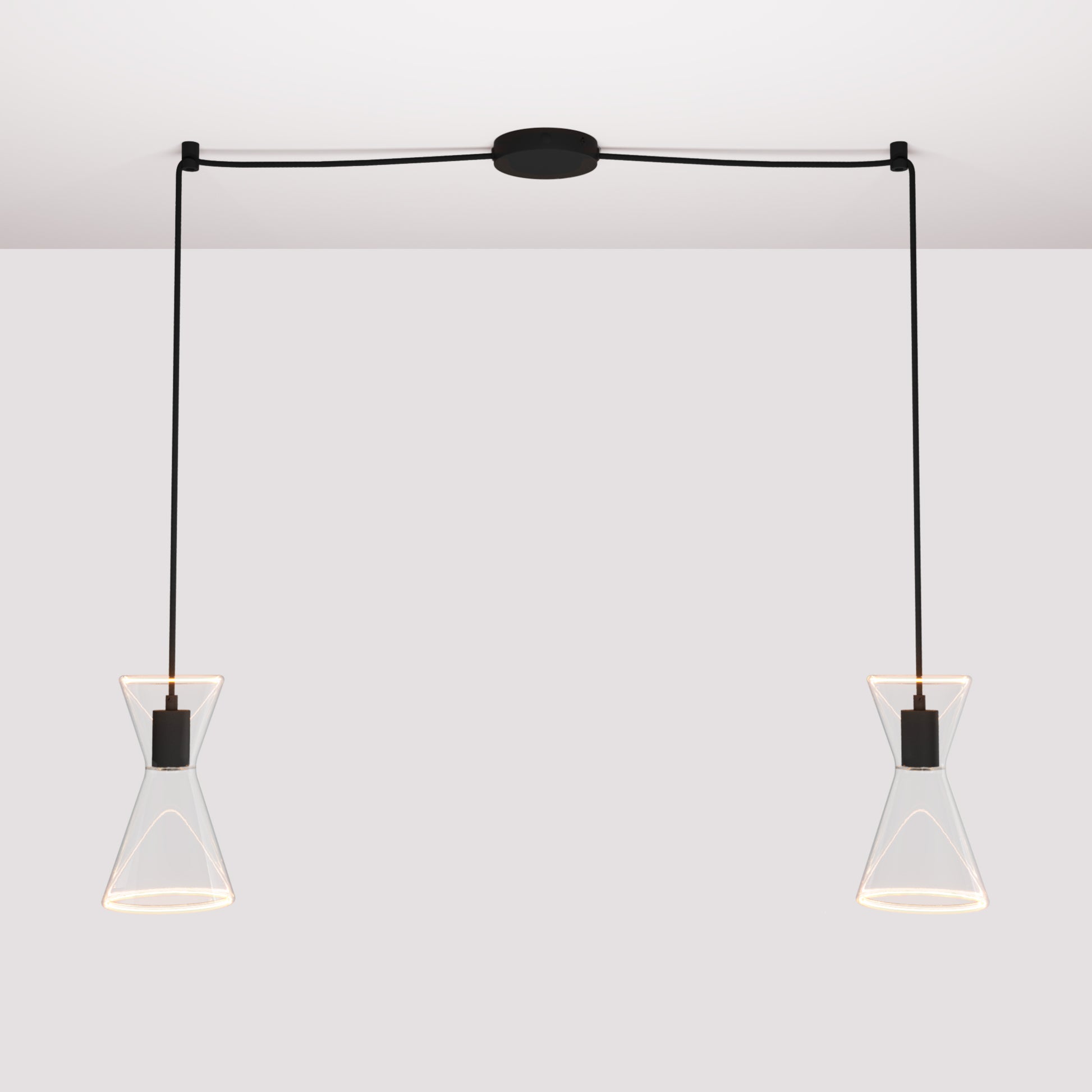 Double-Drop Ghost Double Cone Pendant Lamp - Black