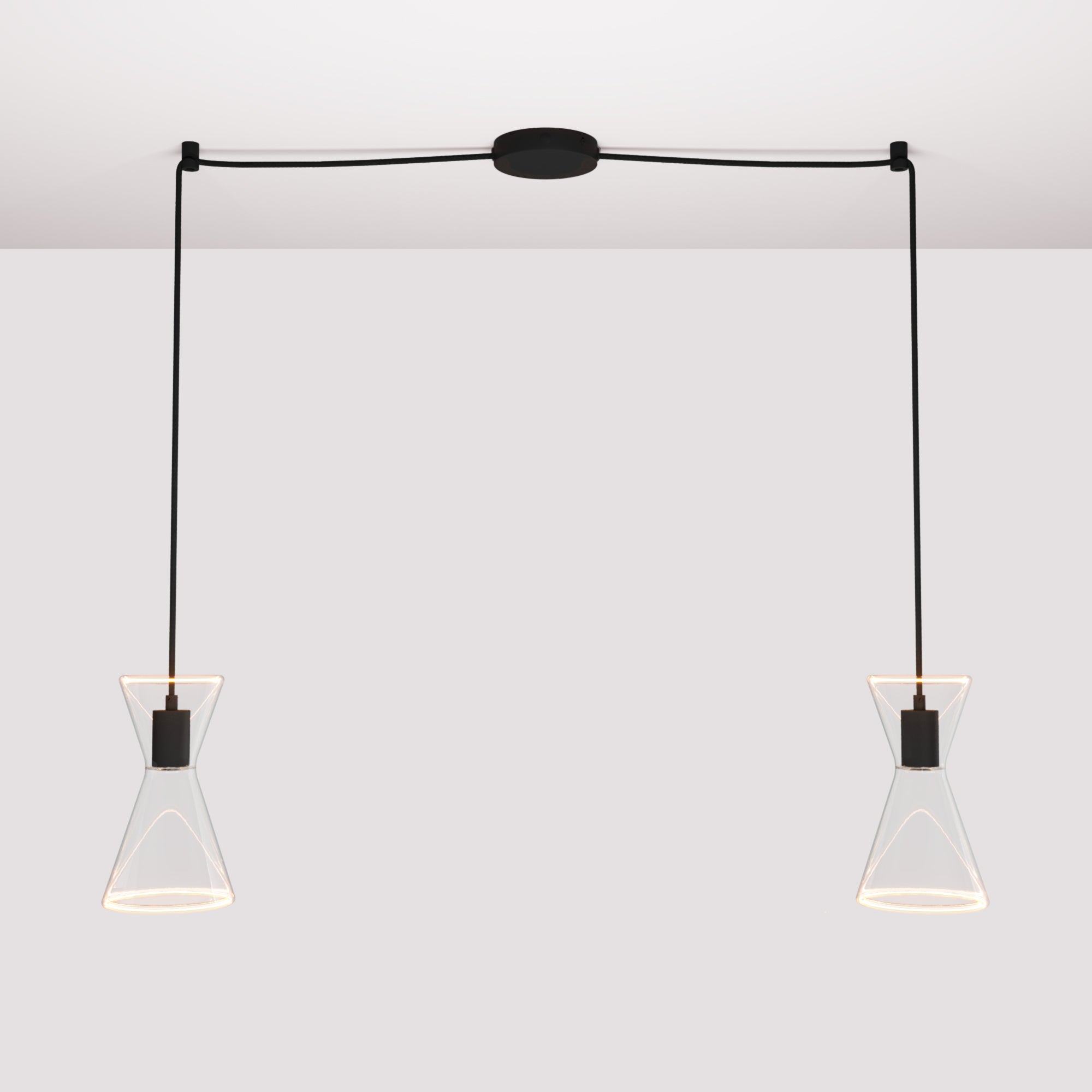 Double-Drop Ghost Double Cone Pendant Lamp - Black