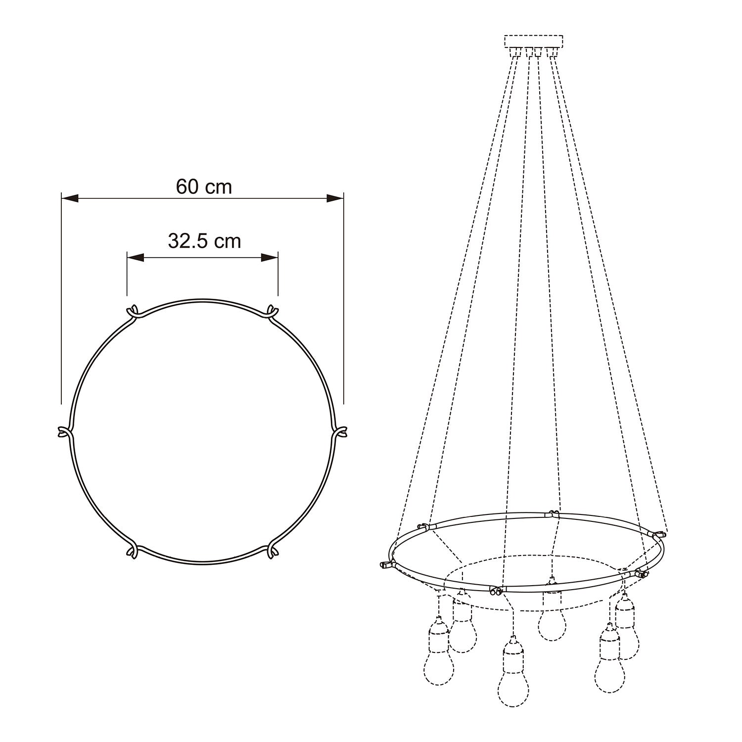 Cage Cerchio - Struttura per lampadari - Nero M - Ø 60 cm