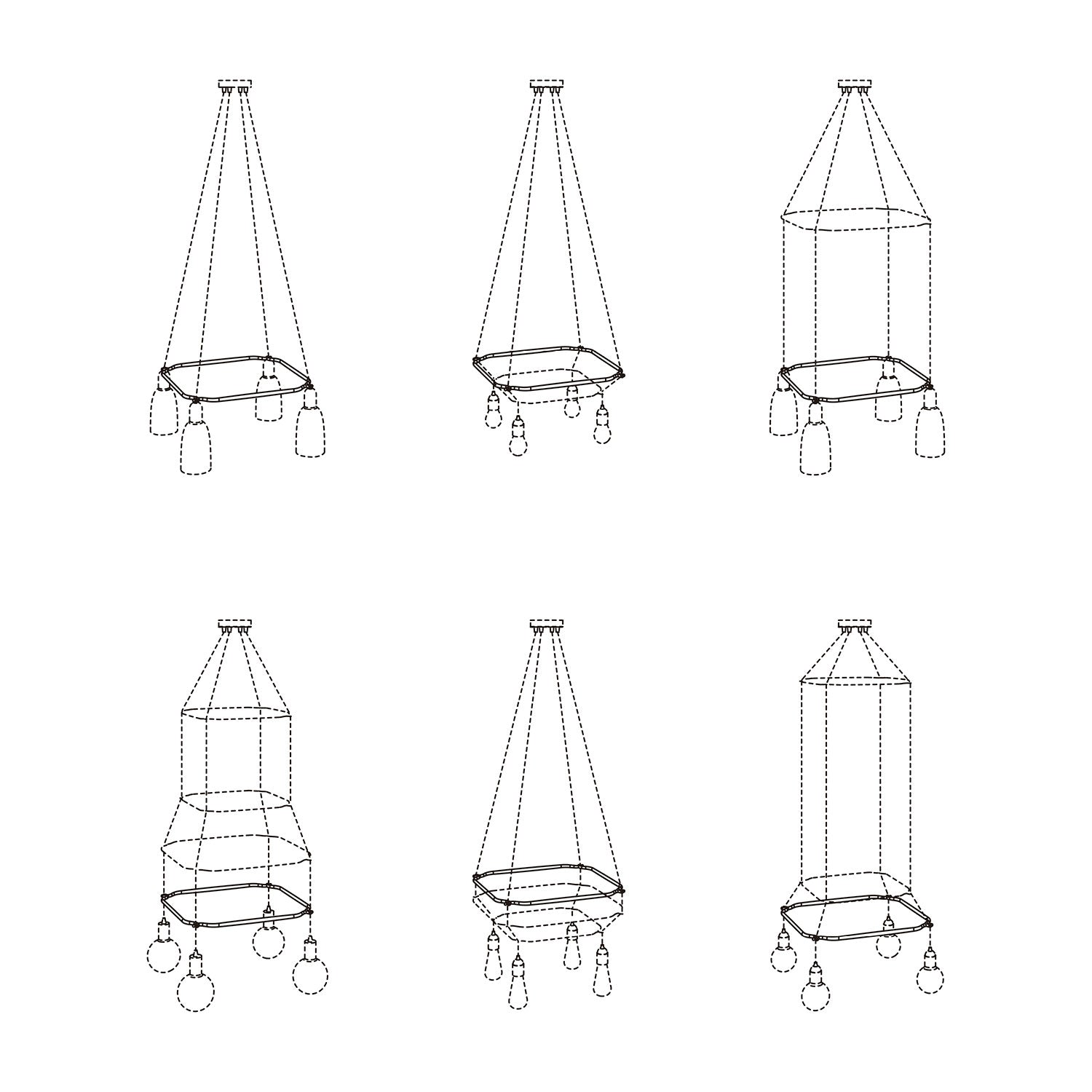 Cage Quadrato - Struttura per lampadari - Trasparente M - L 48 cm