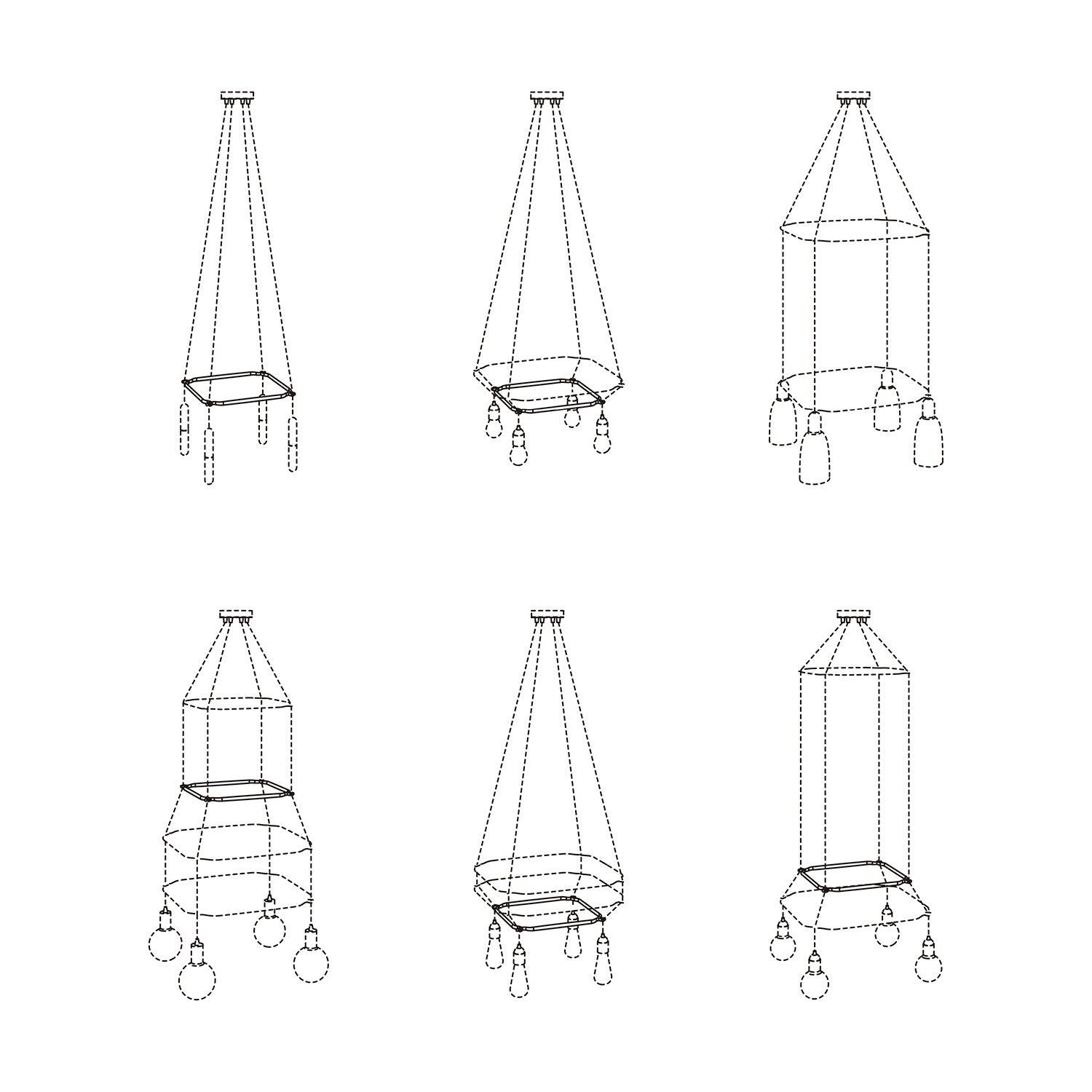 Cage Quadrato - Struttura per lampadari - Trasparente S - L 34 cm