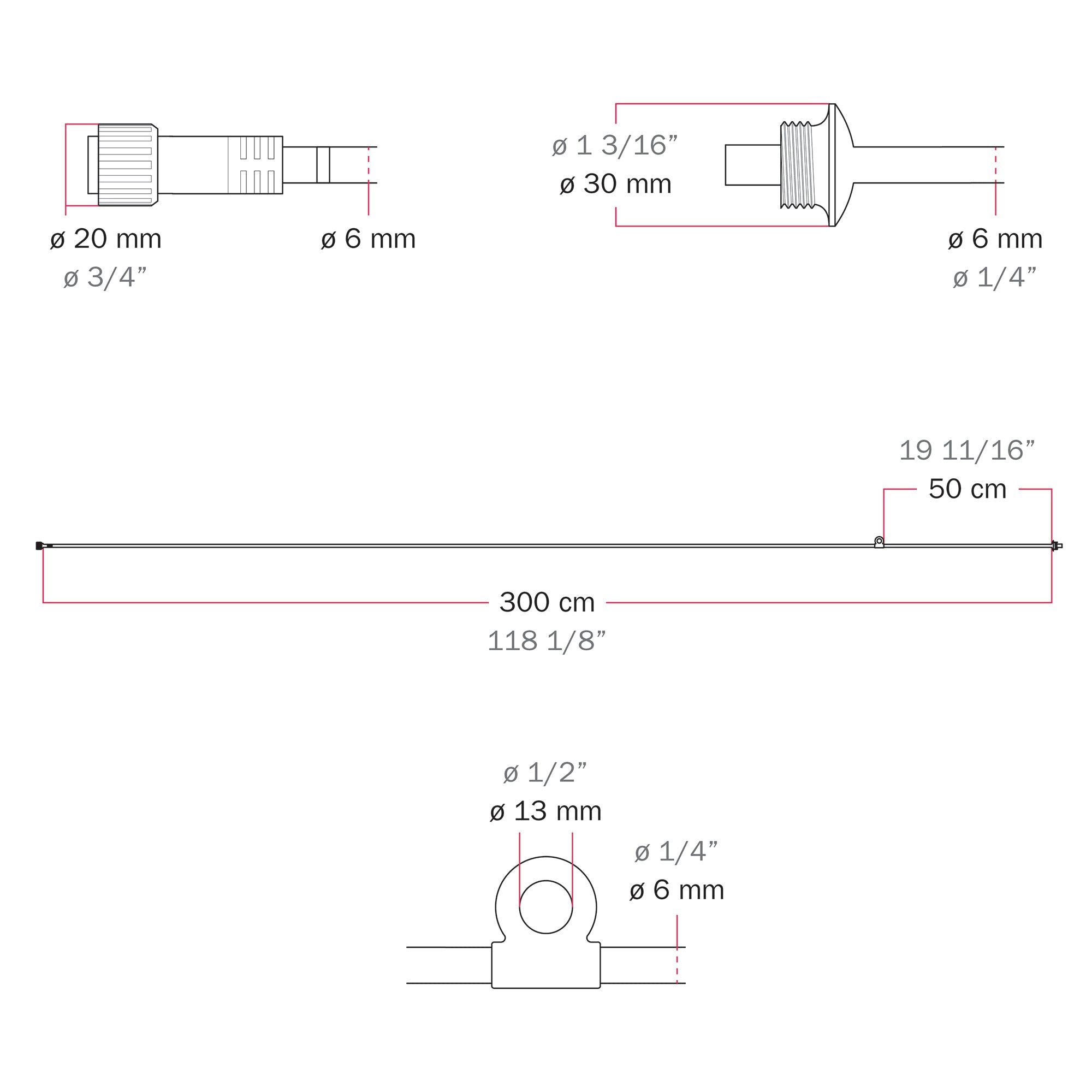 Cavo di connessione Alimentatore / Paralume - Marina - Bianco sabbia