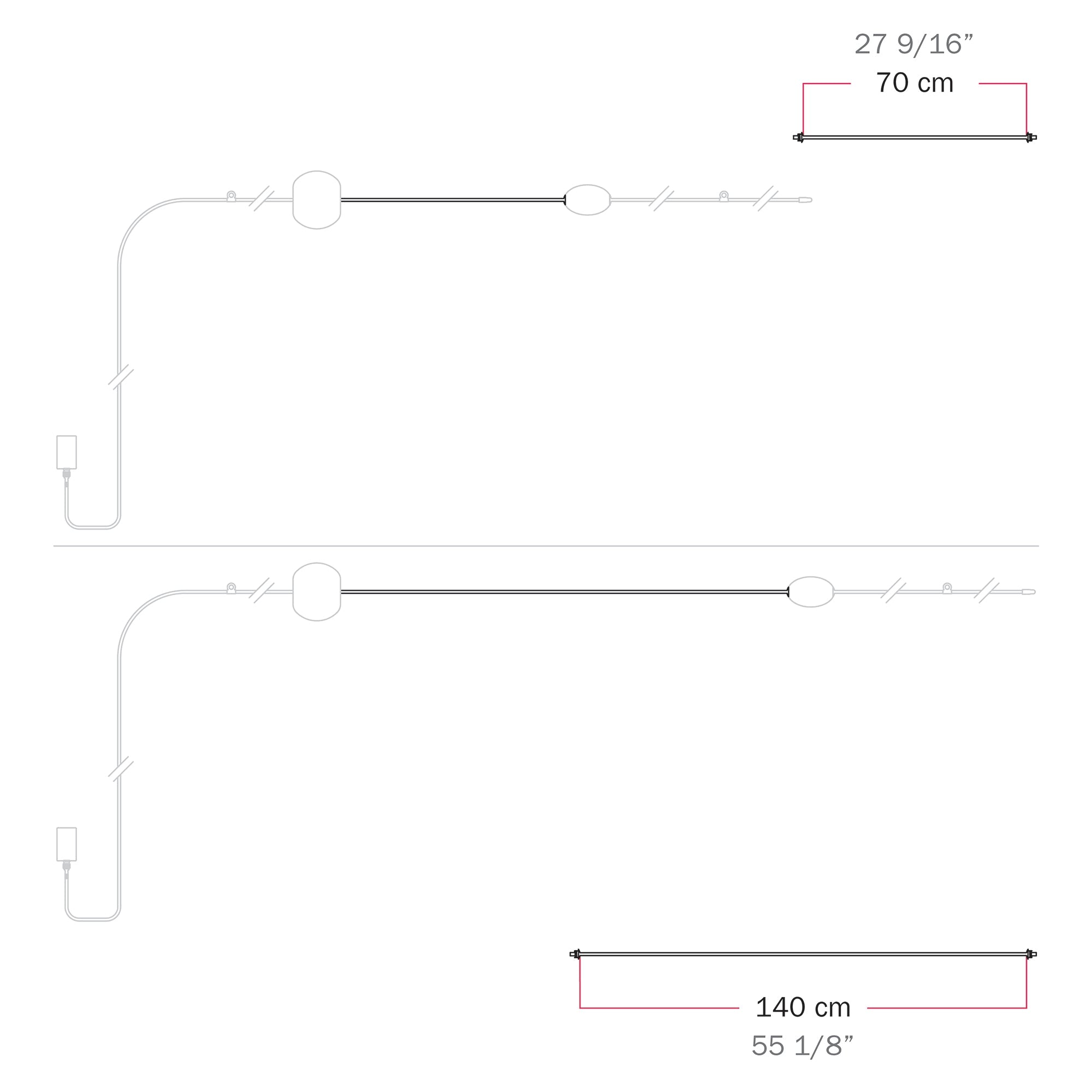 Cavo di connessione tra paralumi 70/140 cm (27 9/16" / 55 1/8") - Marina - Desert brown 70 cm (27 9 16")