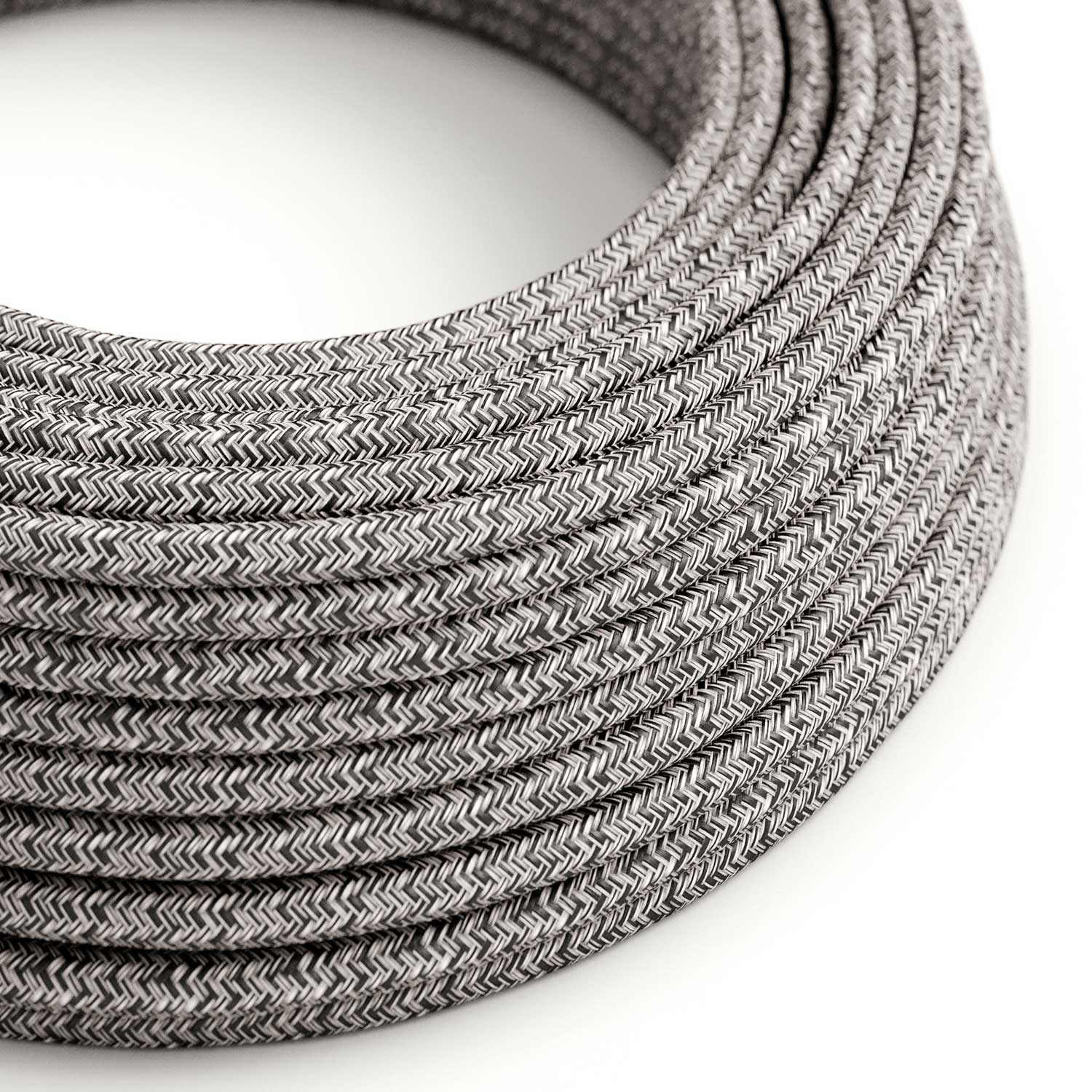 Cloth Covered Wire - Black Glitter Cotton & Natural Linen Tweed RS81 - UL Listed