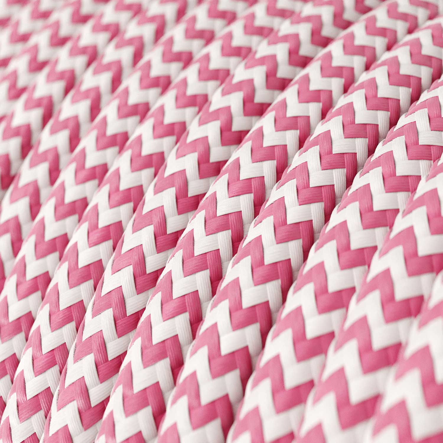 Cloth Covered Wire - Fuchsia & White Chevron RZ08 - UL Listed