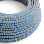 Cloth Covered Wire - Natural & Blue Linen Chevron RD75 - UL Listed