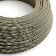 Cloth Covered Wire - Natural & Charcoal Linen Chevron RD74 - UL Listed