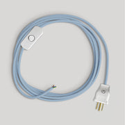 Cordset for lamp with blue Steward cotton cable 6 ft Bianco