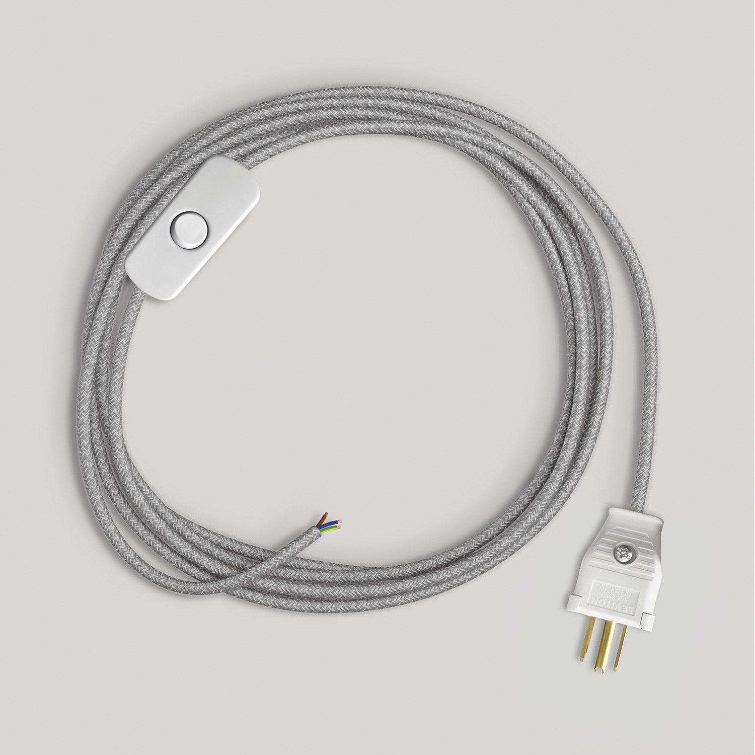 Cordset for lamp with grey linen cable 6 ft Bianco