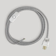 Cordset for lamp with grey linen cable 6 ft Bianco