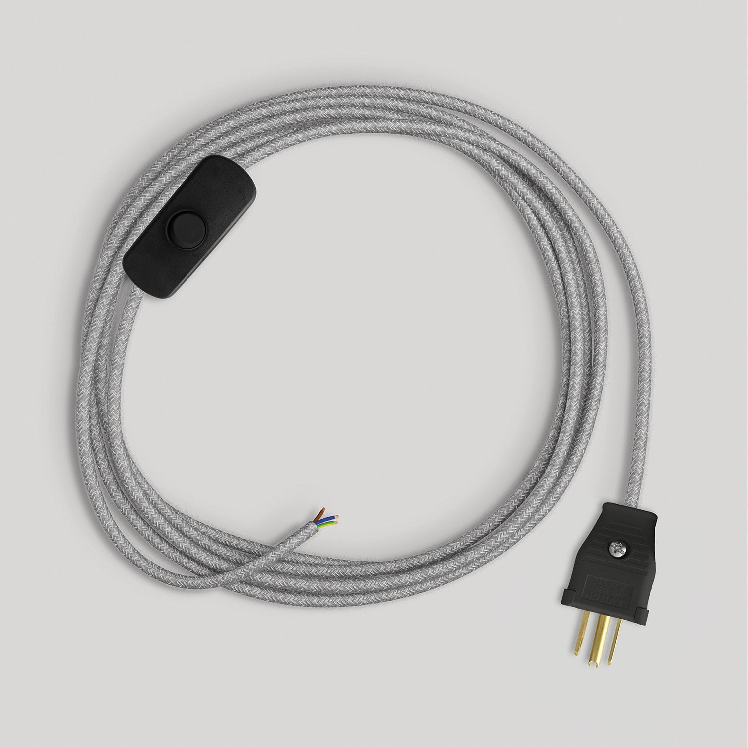 Cordset for lamp with grey linen cable 6 ft Nero