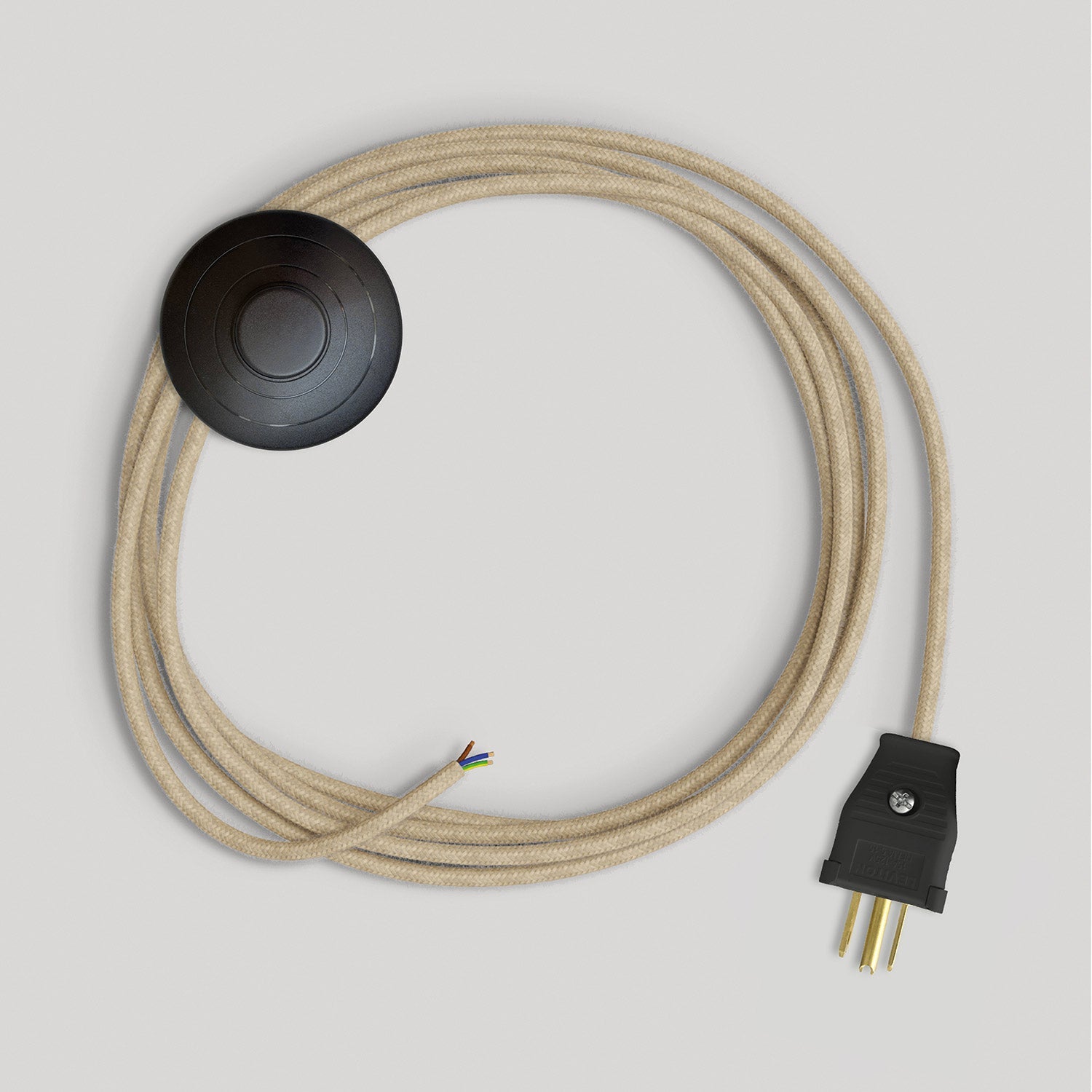 Cordset for lamp with neutral jute cable 10 ft Nero