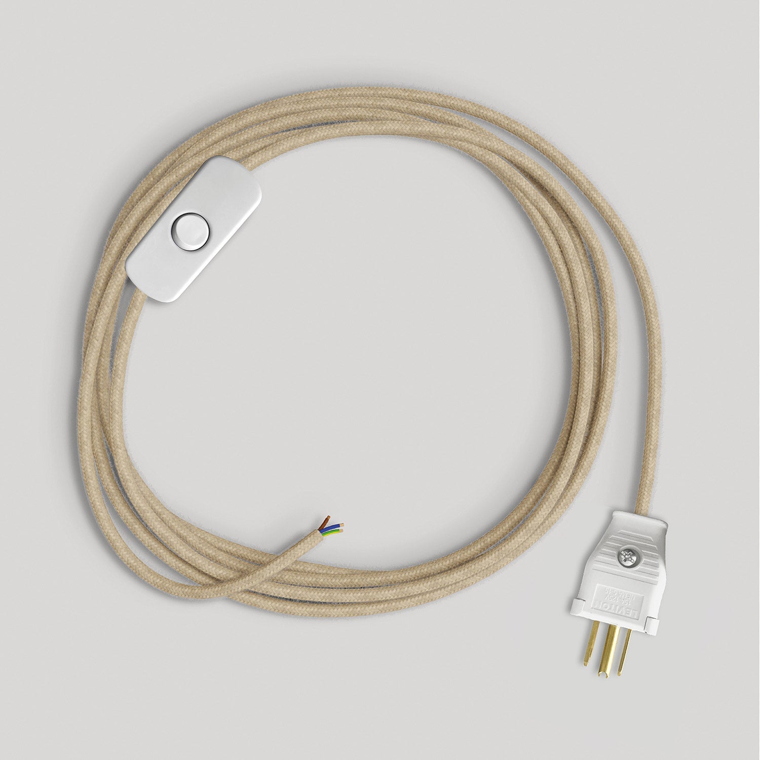Cordset for lamp with neutral jute cable 6 ft Bianco