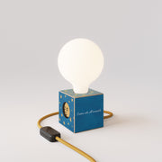 Cubetto table lamp with US plug, "La luna" porcelain effect globe bulb - Santomanifesto