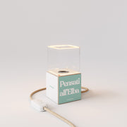 Cubetto table lamp with US plug, "Pensati all’Elba" Ghost bulb - Tuttapolpa