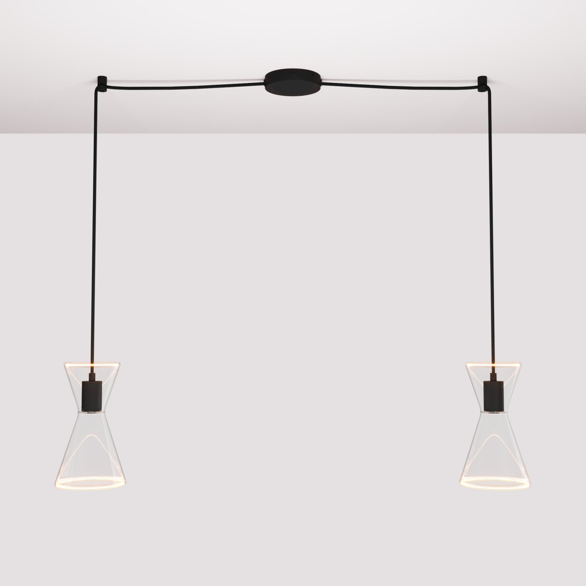 Double-Drop Ghost Double Cone Pendant Lamp - Black - Creative Cables