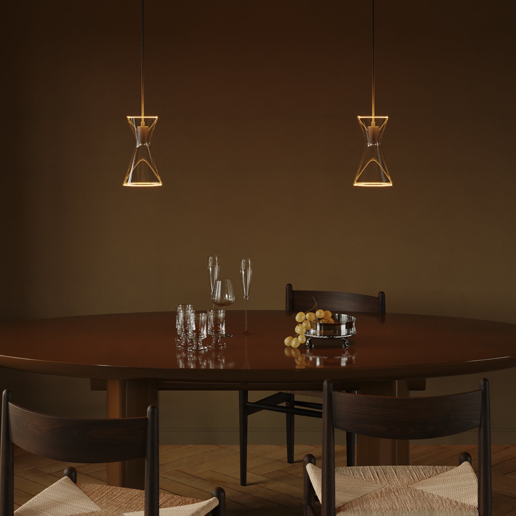Double-Drop Ghost Double Cone Pendant Lamp - Black - Creative Cables