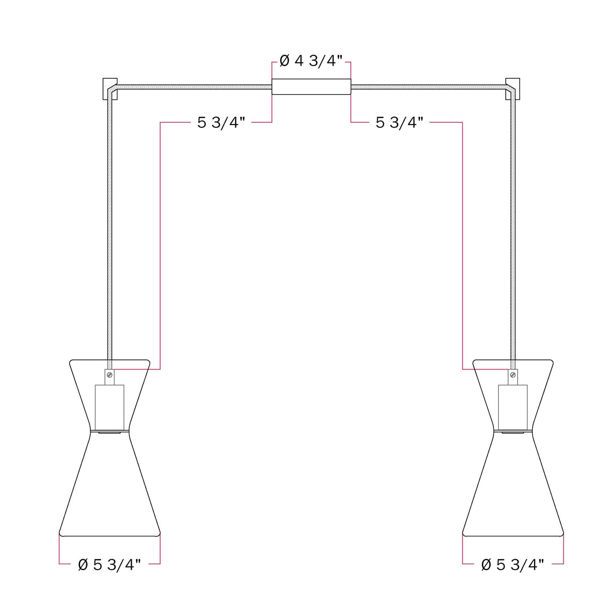 Double-Drop Ghost Double Cone Pendant Lamp - Black