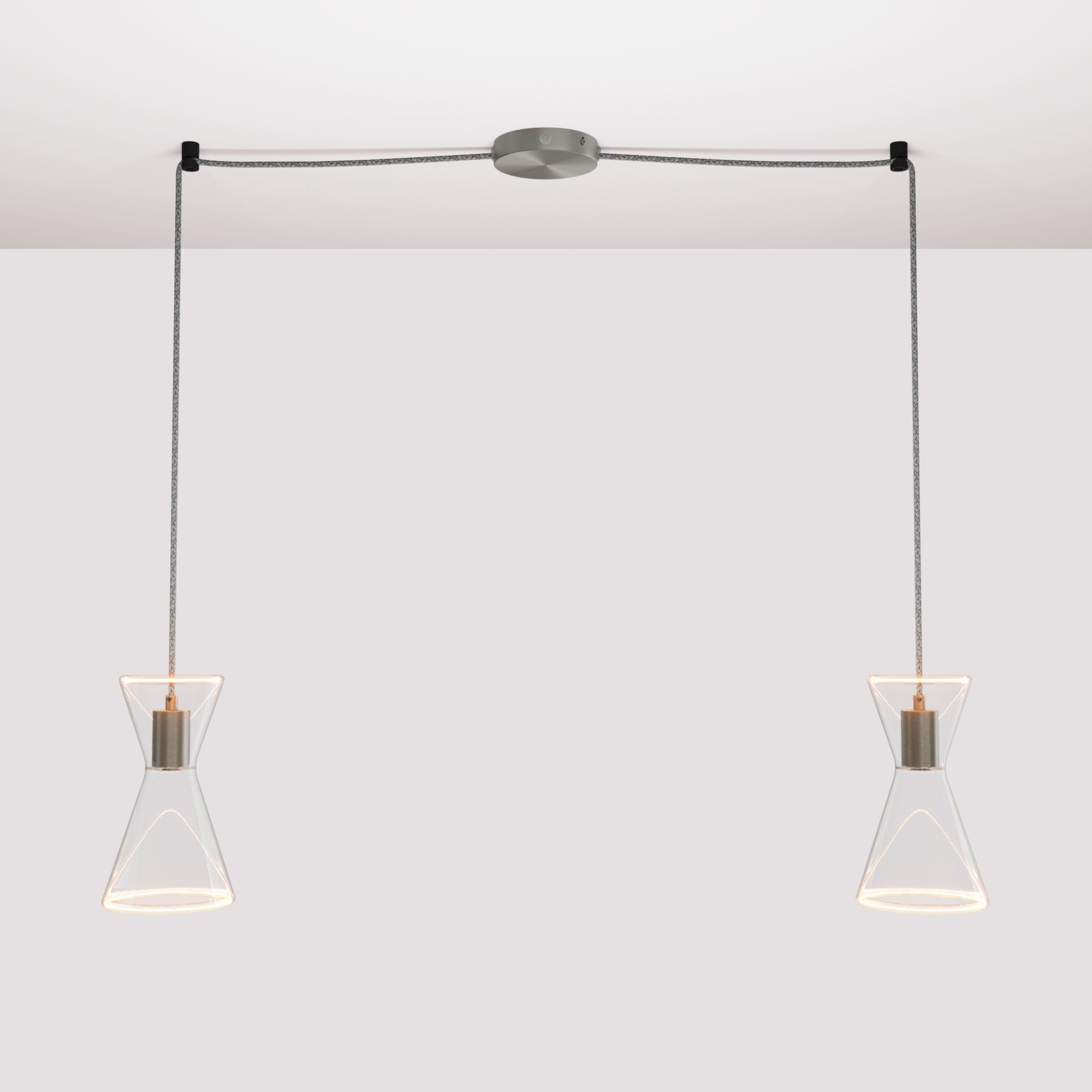 Double-Drop Ghost Double Cone Pendant Lamp - Brushed Titanium - Creative Cables