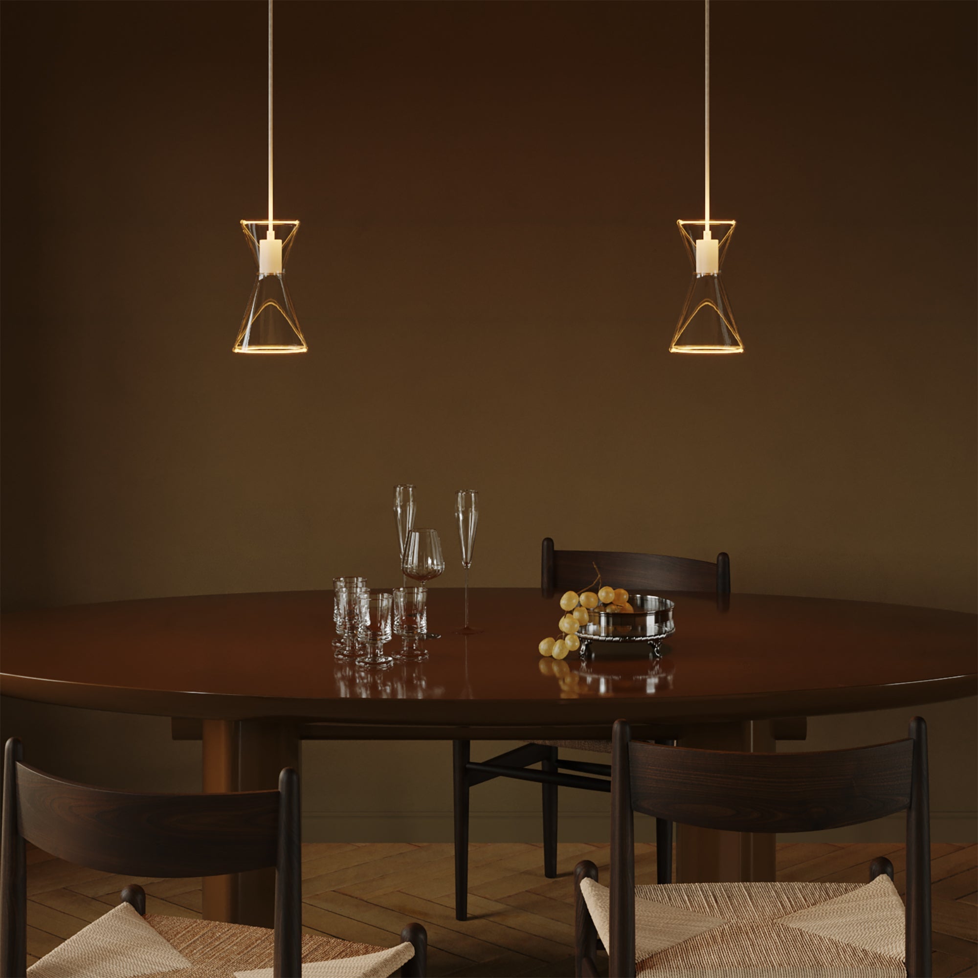 Double-Drop Ghost Double Cone Pendant Lamp - Matte White - Creative Cables