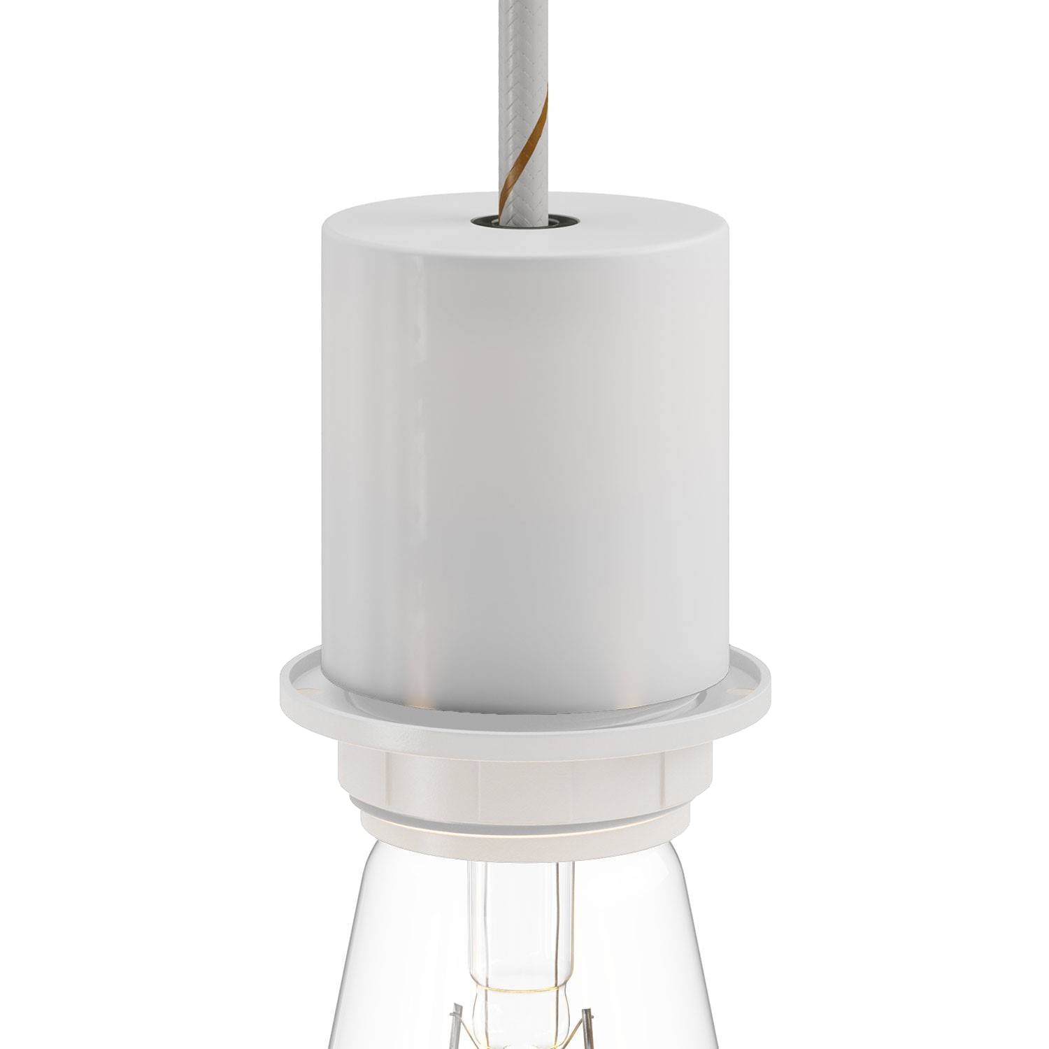 E26 semi-threaded metal socket kit with concealed cable clamp - Matt white