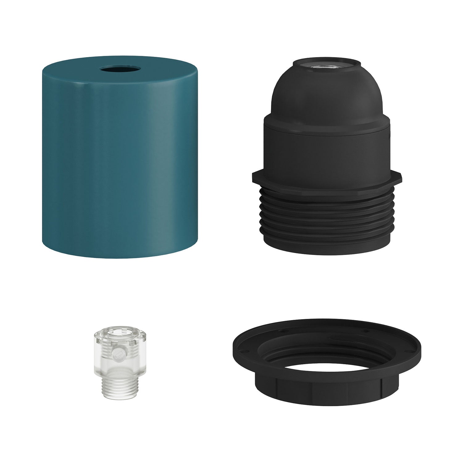 E26 semi-threaded metal socket kit with concealed cable clamp - Petrol