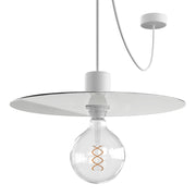 EIVA ELEGANT Pendant light with fabric cable, Ellepì lampshade, canopy and socket for wet locations - White
