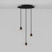 Esse14 3-Drop Asymmetrical Pendant Light with Rose-One, complete with fabric cord and metal finishes - Black
