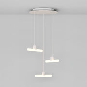 Esse14 3-Drop Asymmetrical Pendant Light with Rose-One, complete with fabric cord and metal finishes - White