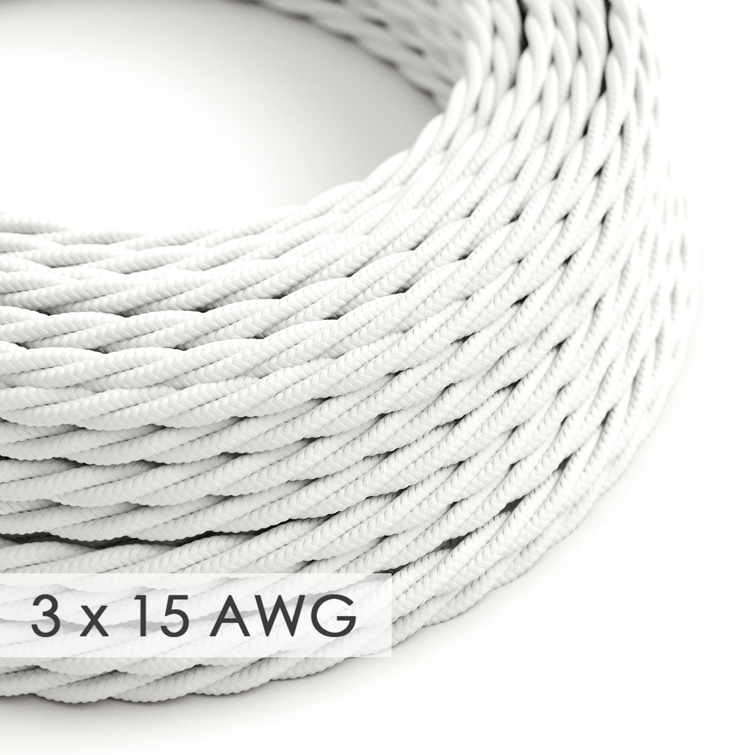 Extension Cord - Twisted White Rayon TM01 - 15/3 AWG