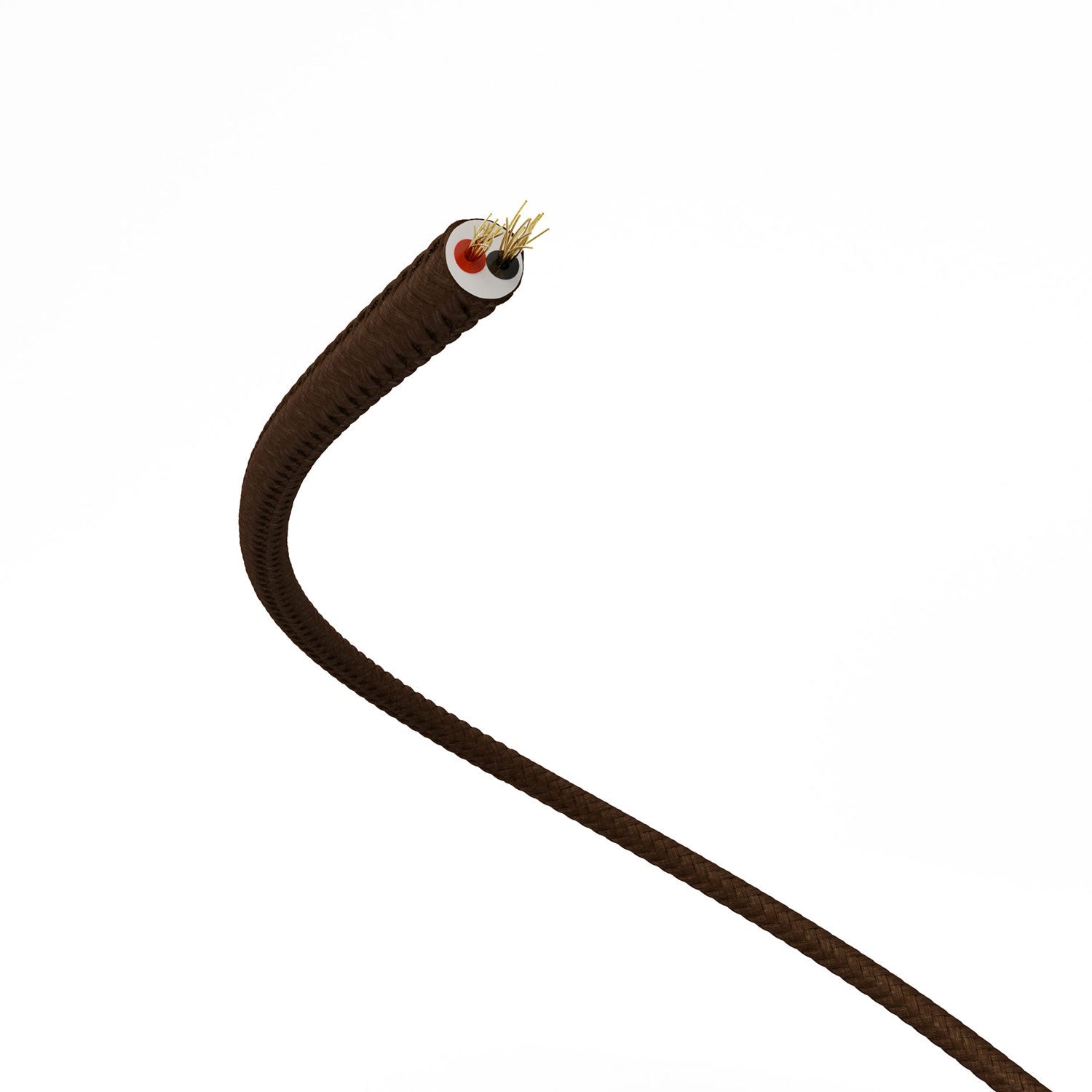 Extra Low Voltage power cable coated in silk effect fabric Brown RM13