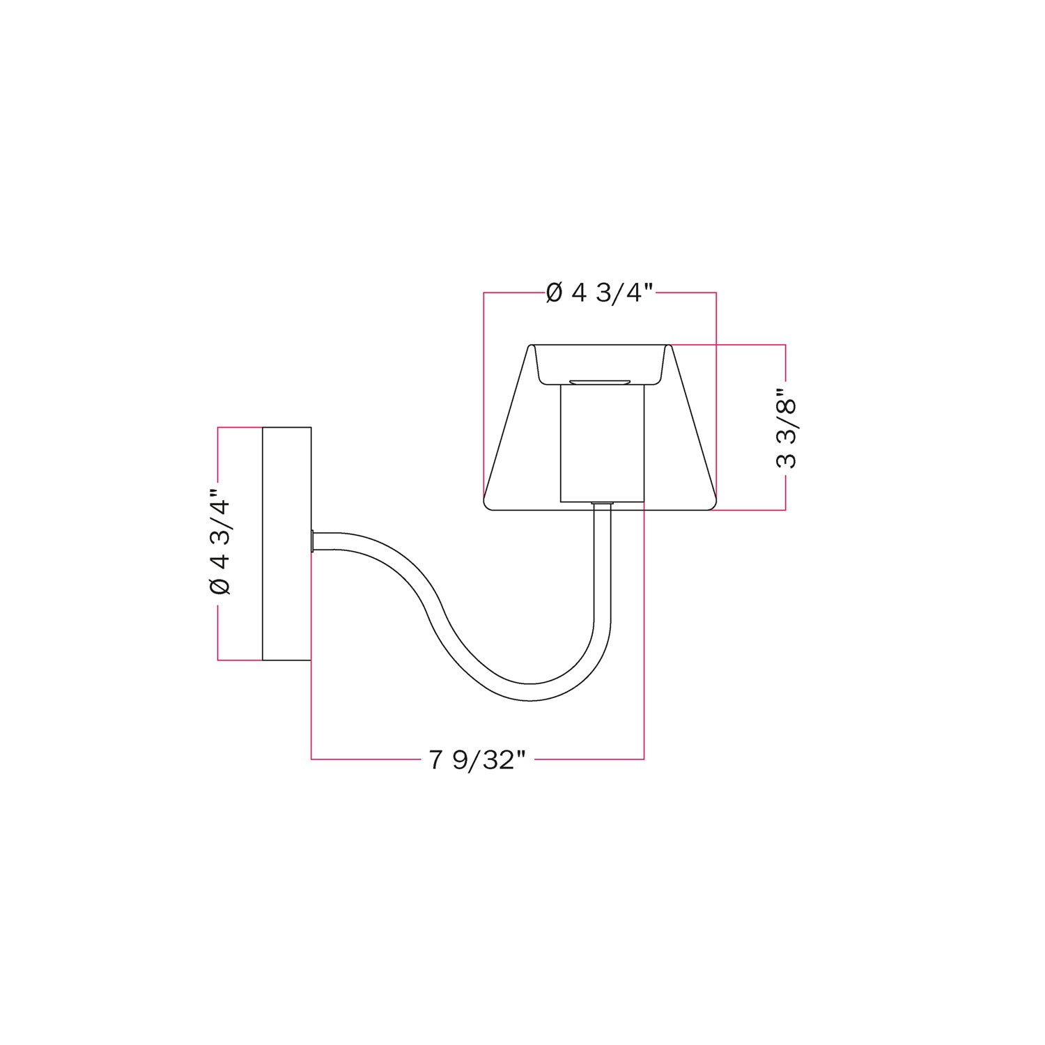 Fermaluce Ghost wall lamp with S-shaped extension - Black