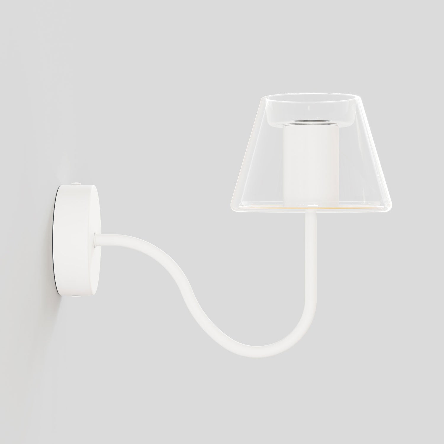 Fermaluce Ghost wall lamp with S-shaped extension - Matt white