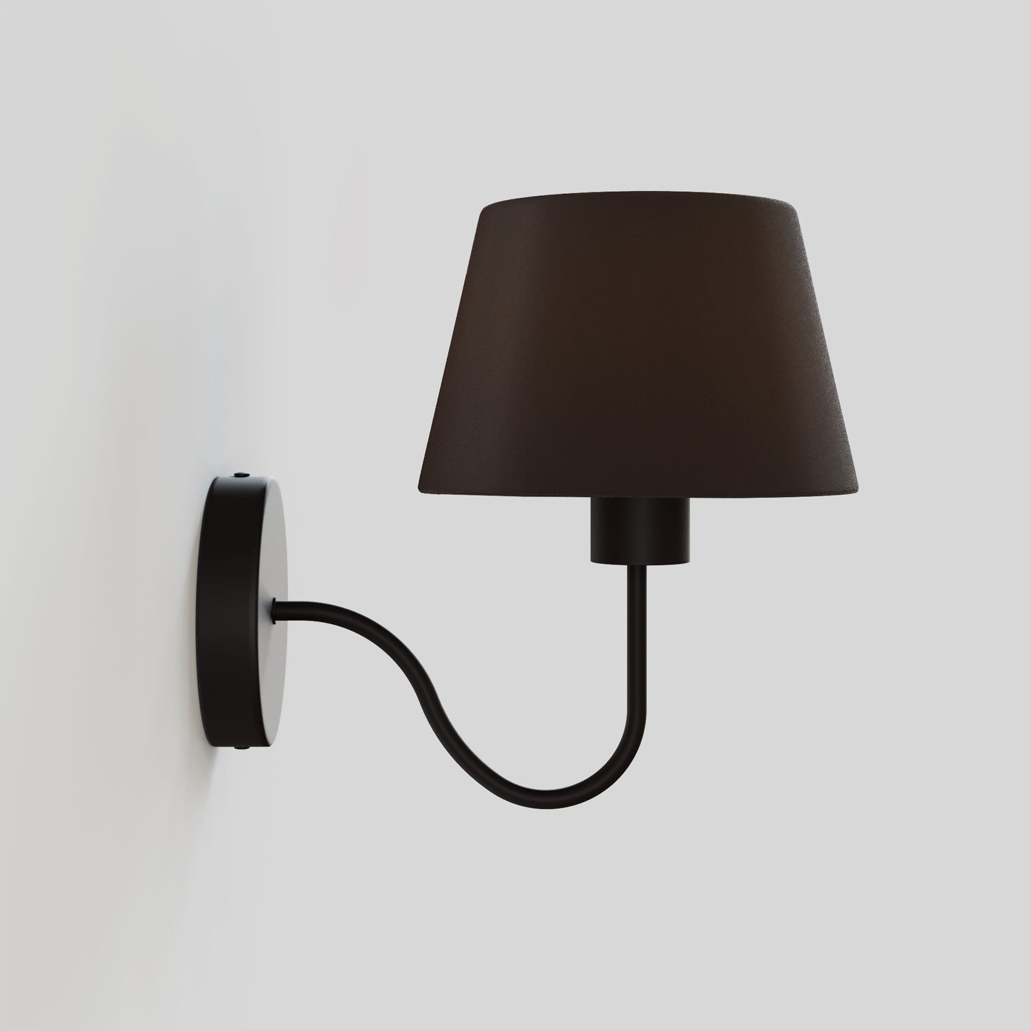 Fermaluce wall lamp with S-shaped extension and Impero lampshade - Black and gold