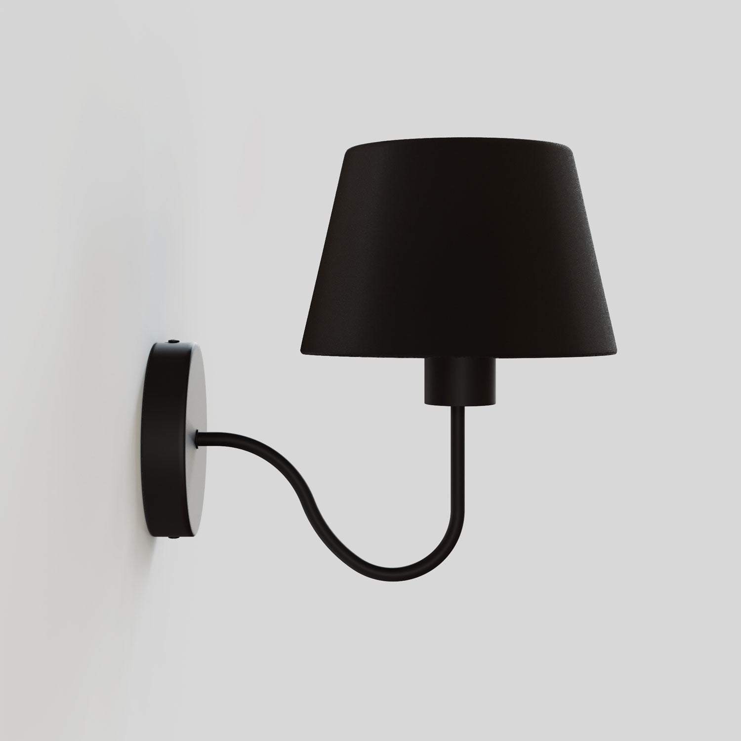 Fermaluce wall lamp with S-shaped extension and Impero lampshade - Black and gold