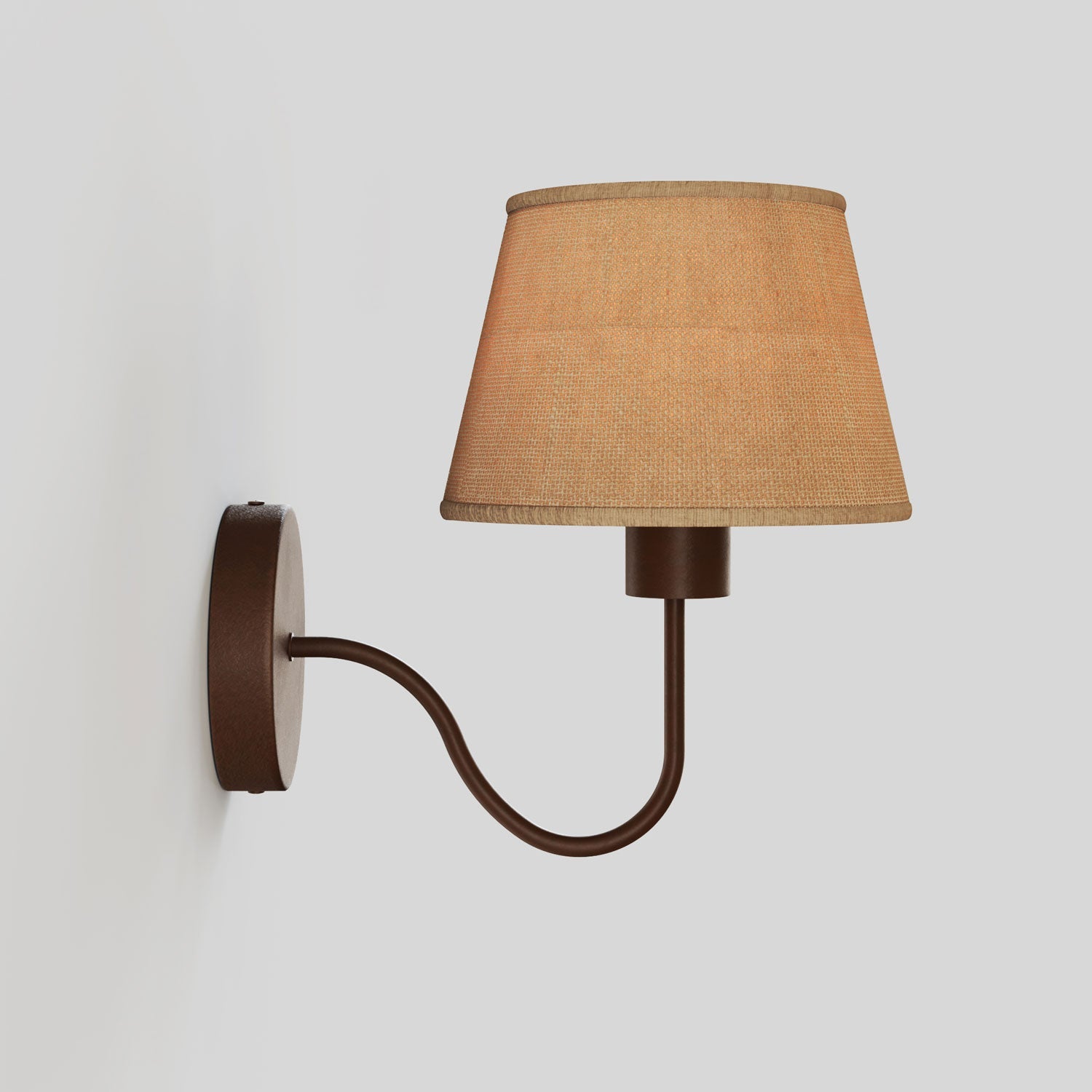 Fermaluce wall lamp with S-shaped extension and Impero lampshade - Natural jute