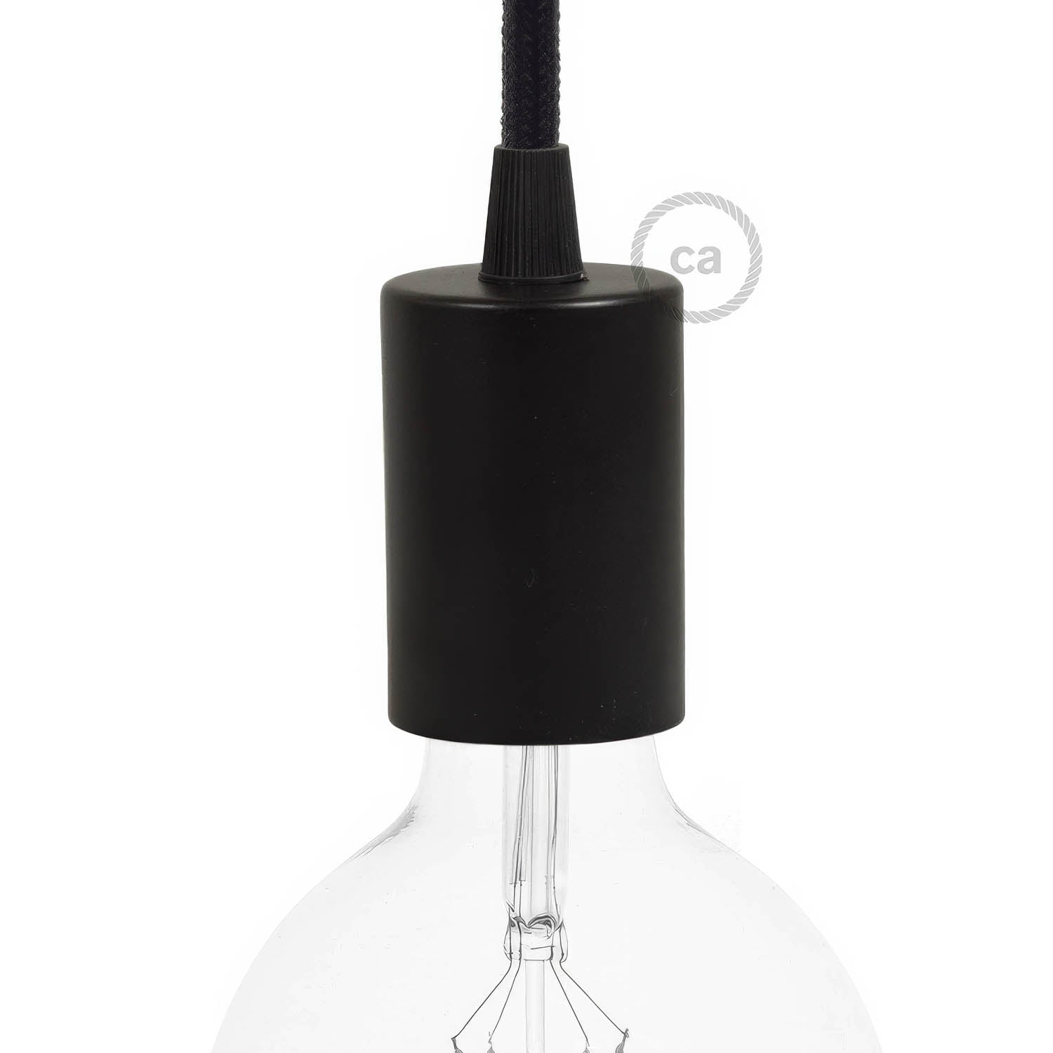 Flat Top Metal UL E26 light bulb socket kit - Black Nero Conico