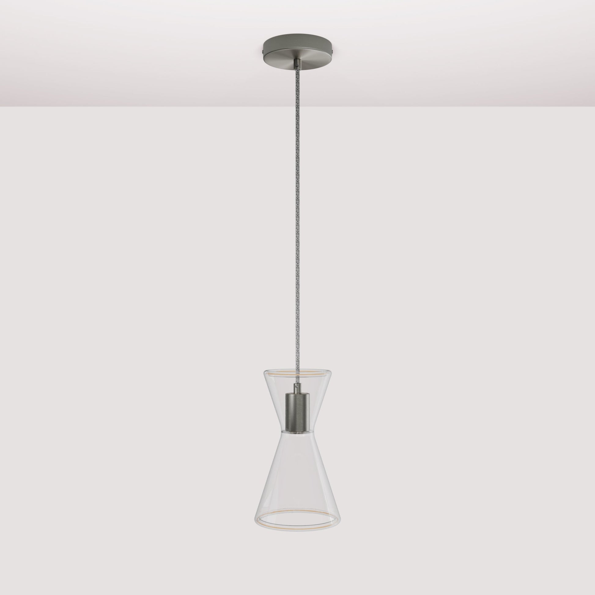 Ghost Double Cone Pendant Lamp - Brushed Titanium