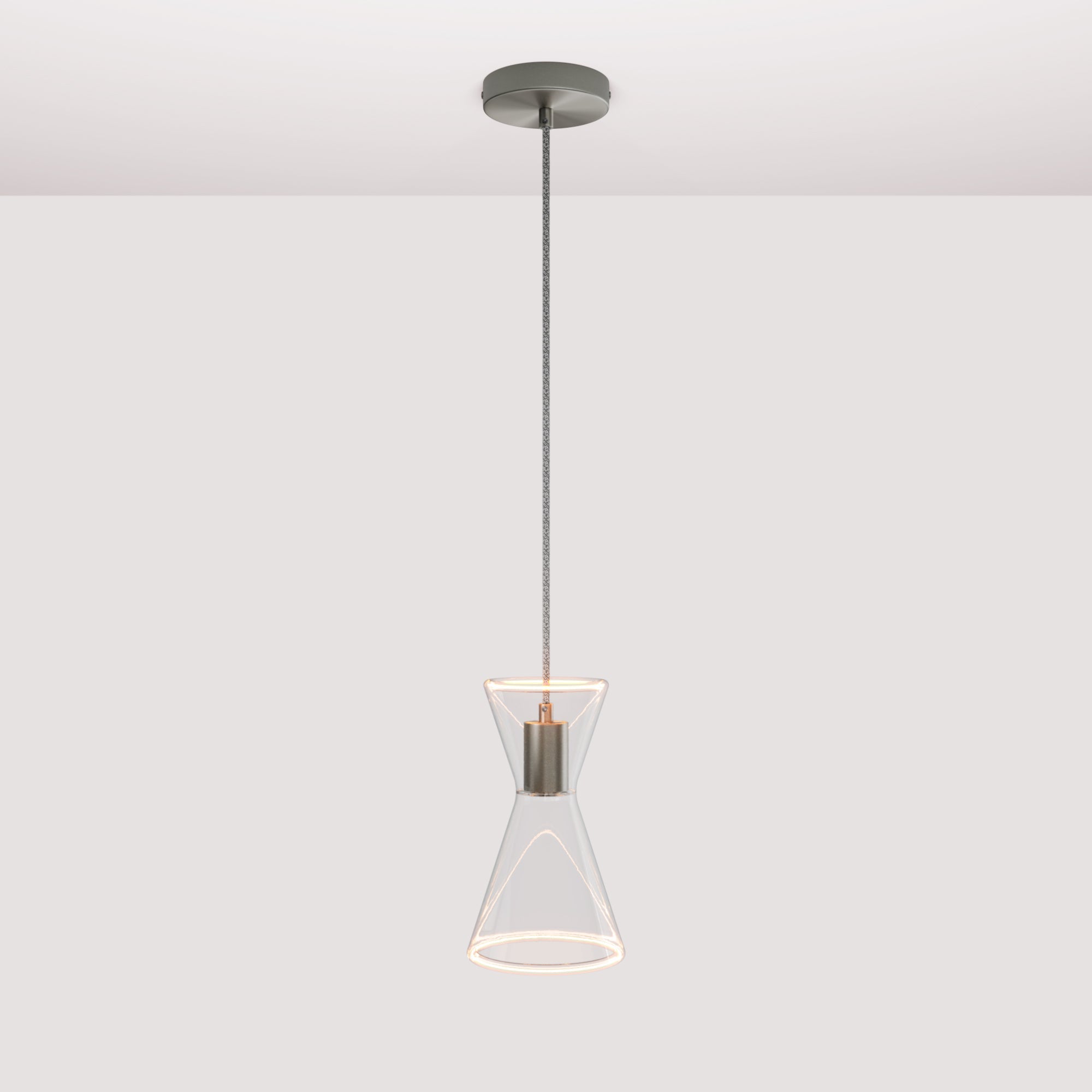 Ghost Double Cone Pendant Lamp - Brushed Titanium - Creative Cables