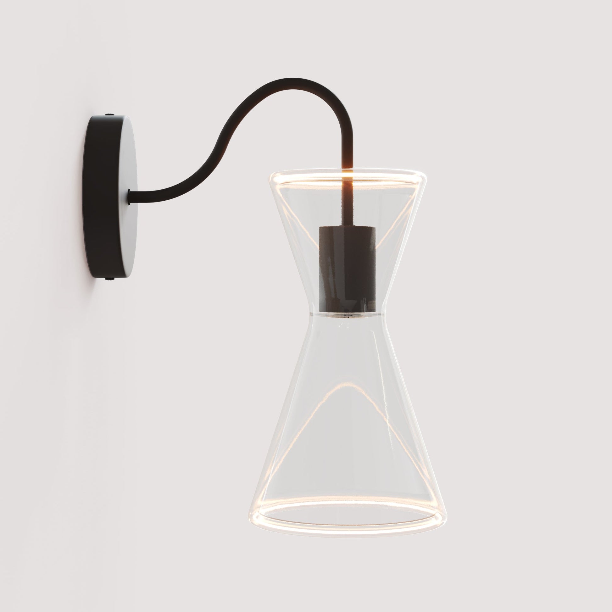 Ghost Double Cone Wall Lamp with S-Shaped Extension - Black