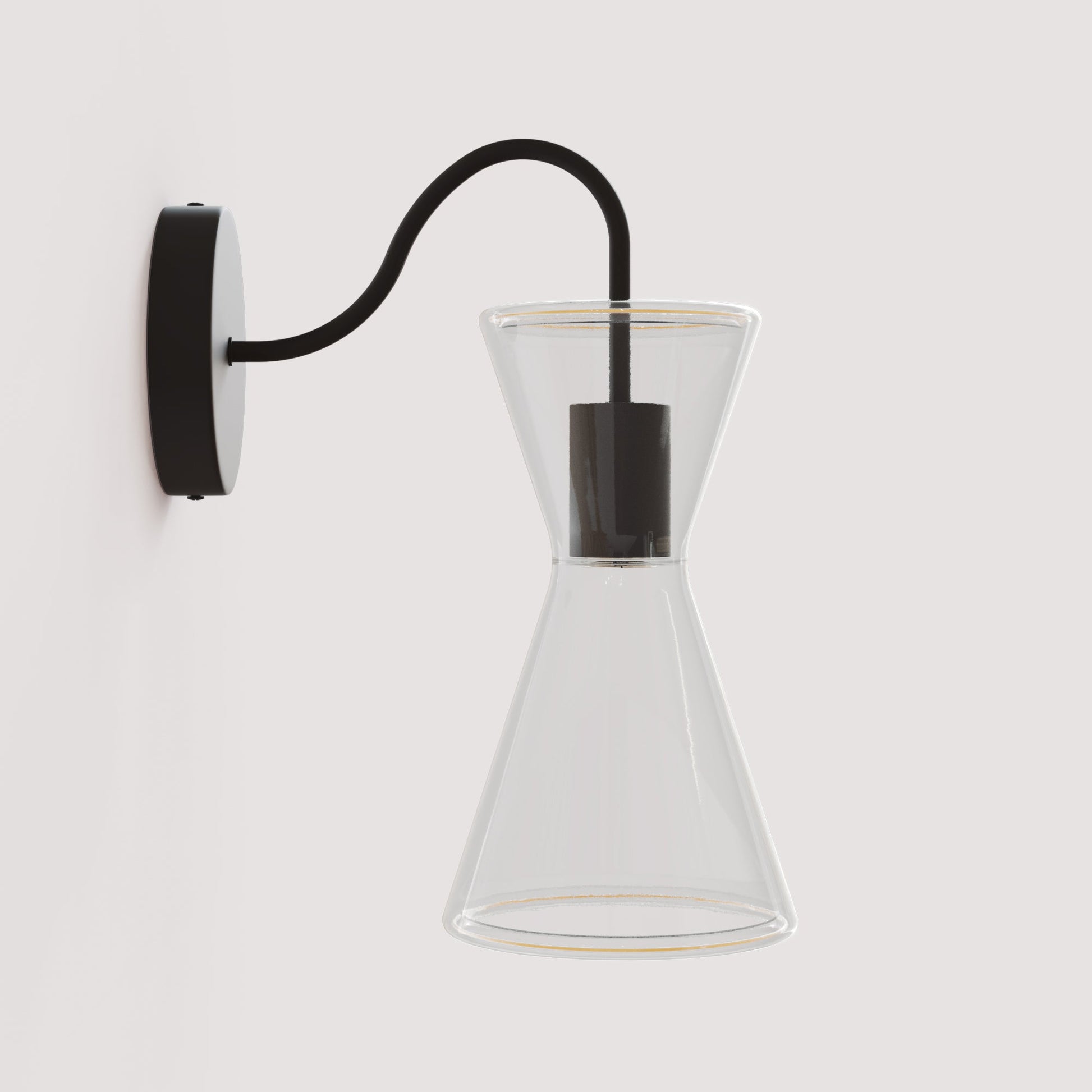 Ghost Double Cone Wall Lamp with S-Shaped Extension - Black