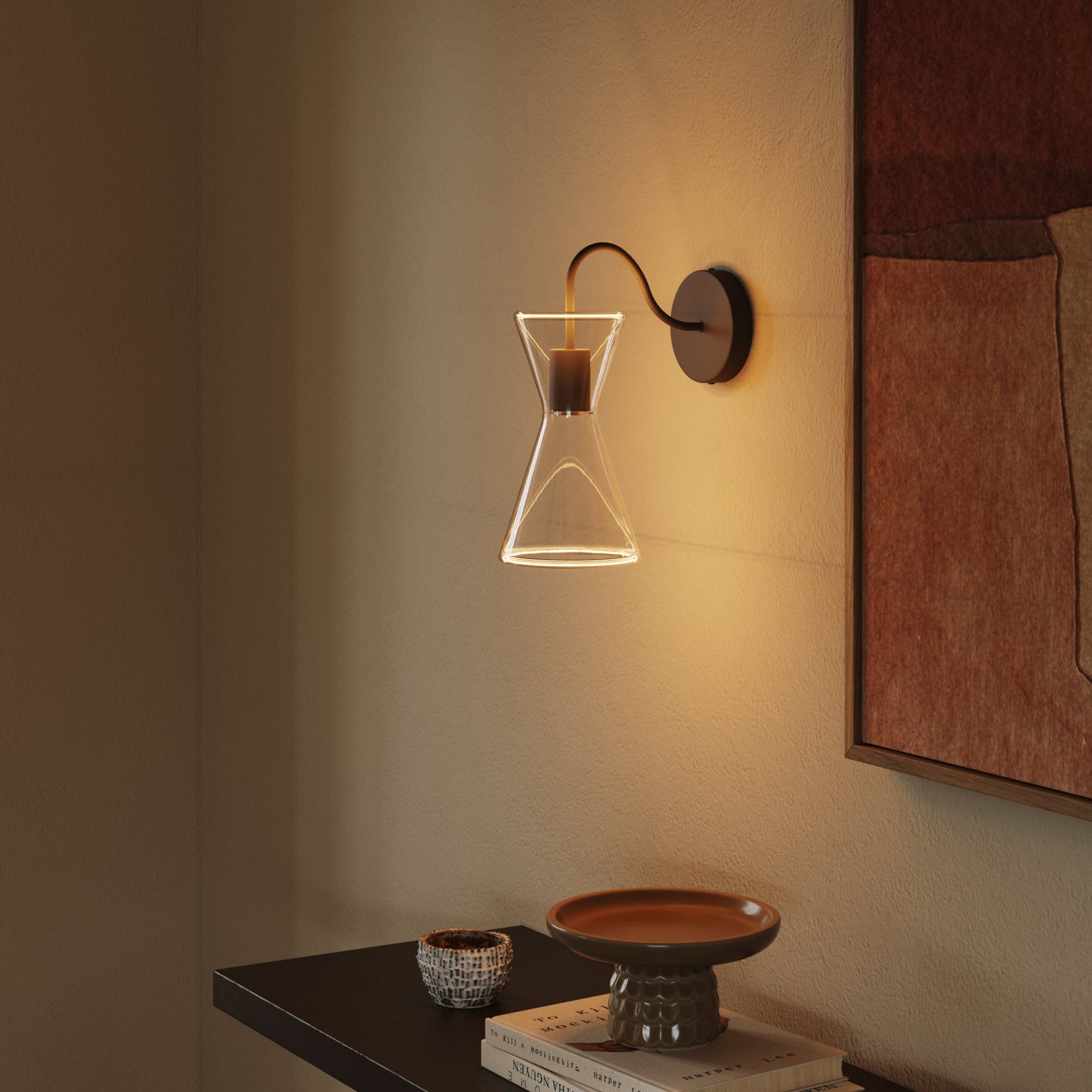 Ghost Double Cone Wall Lamp with S-Shaped Extension - Black