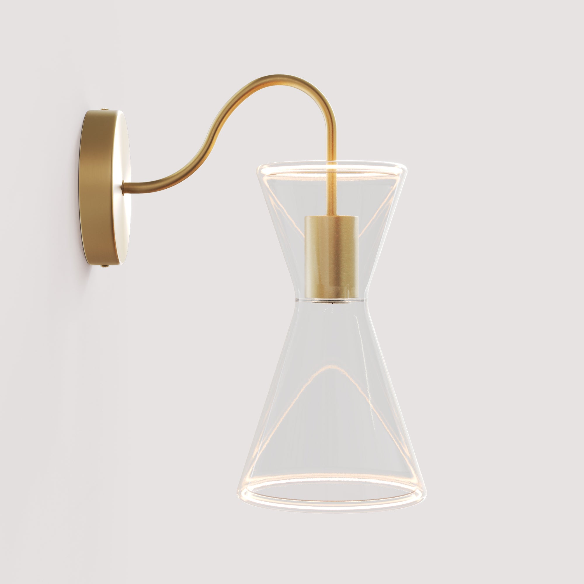 Ghost Double Cone Wall Lamp with S-Shaped Extension - Brushed Bronze - Creative Cables