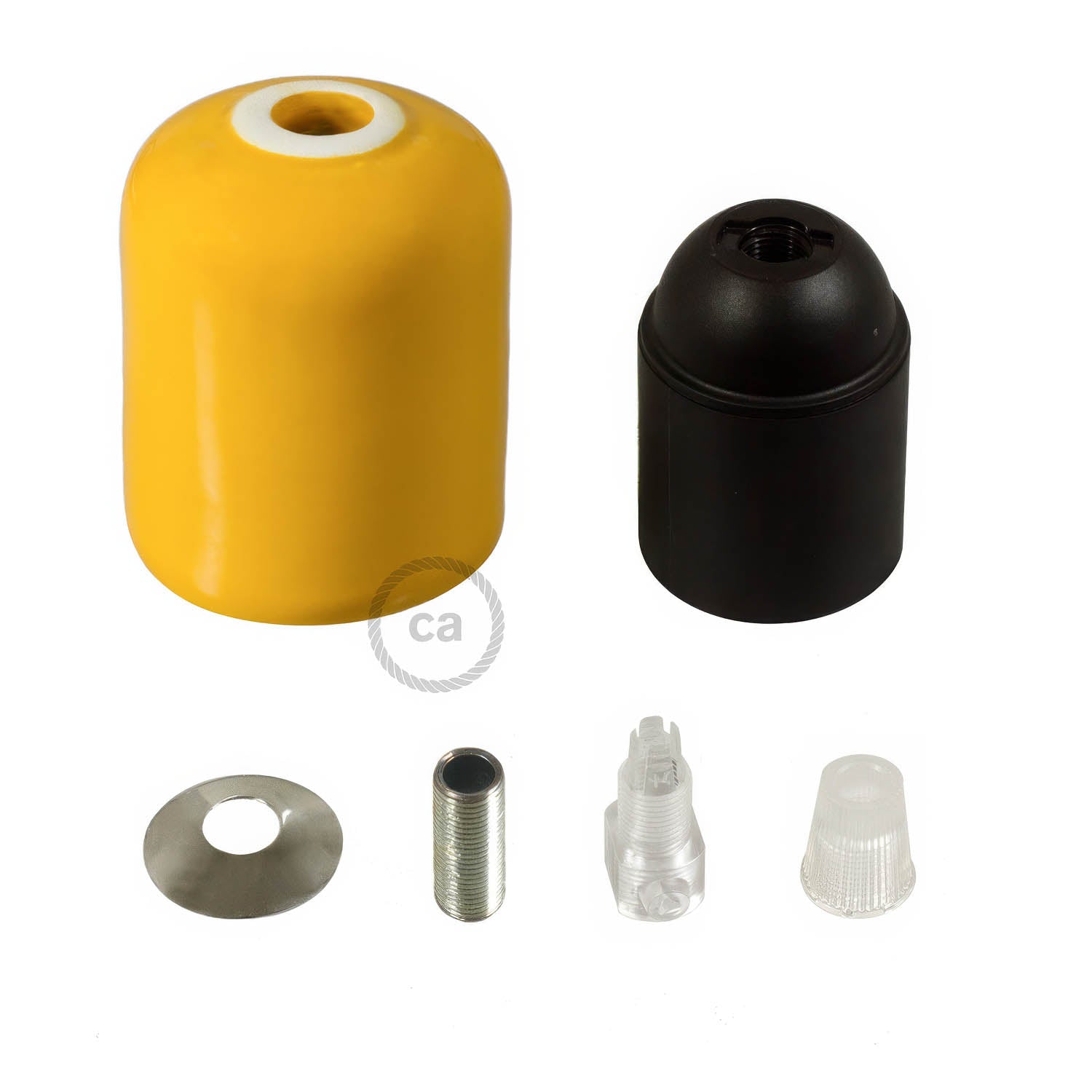 Handmade Ceramic E26 light bulb socket kit - Yellow