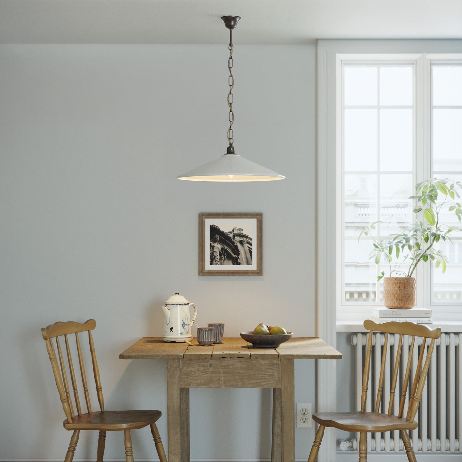 Kit completo sospensione vintage: Rosone in ferro e Catena Genovese - 50 cm